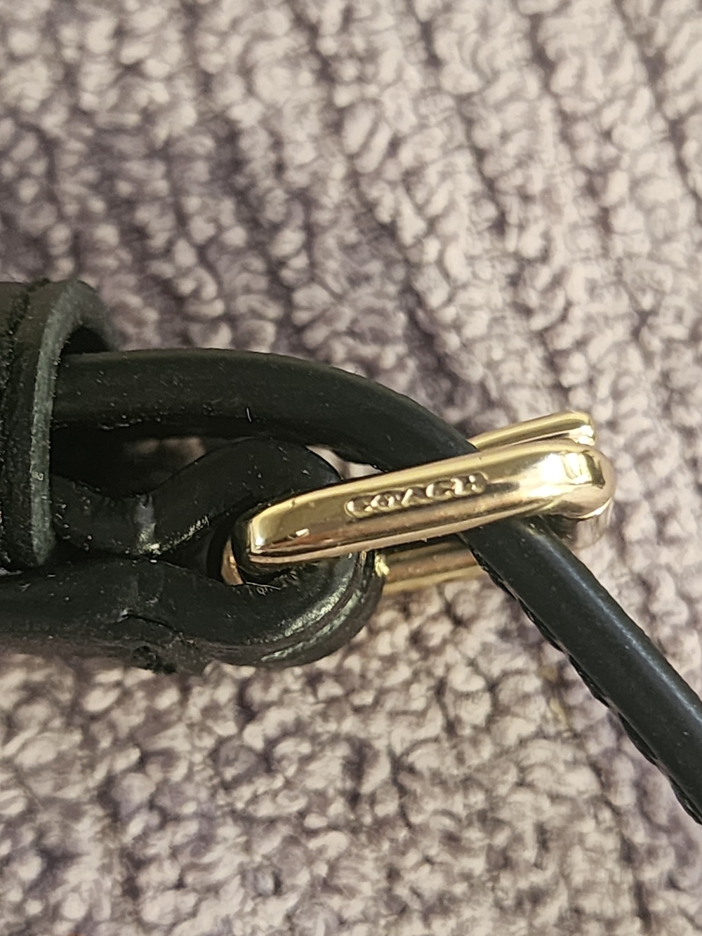 Coach Black Leather Replacement Strap with Gold Hardware